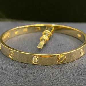 Bracelet in 18K Pink Gold with 4 Diamonds Size 17